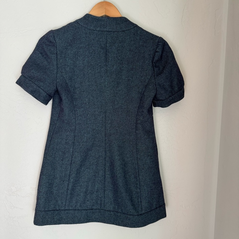 Tabitha Anthropologie Women's Blue Black Wool Blend Short Sleeve Blazer Jacket‎ - Picture 12 of 13